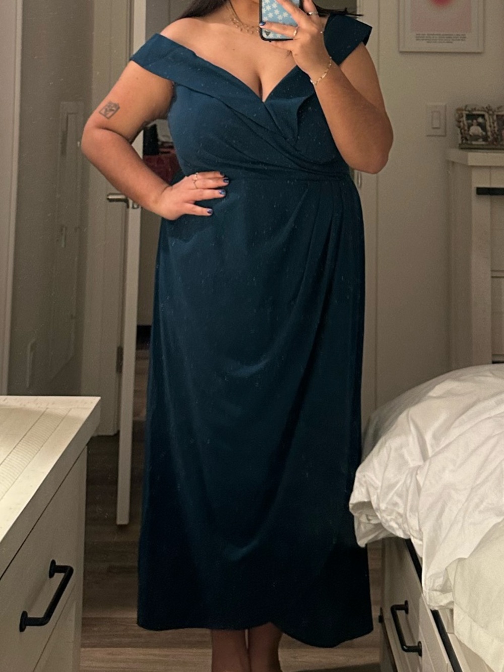 Blue Off the Shoulder Formal Dress